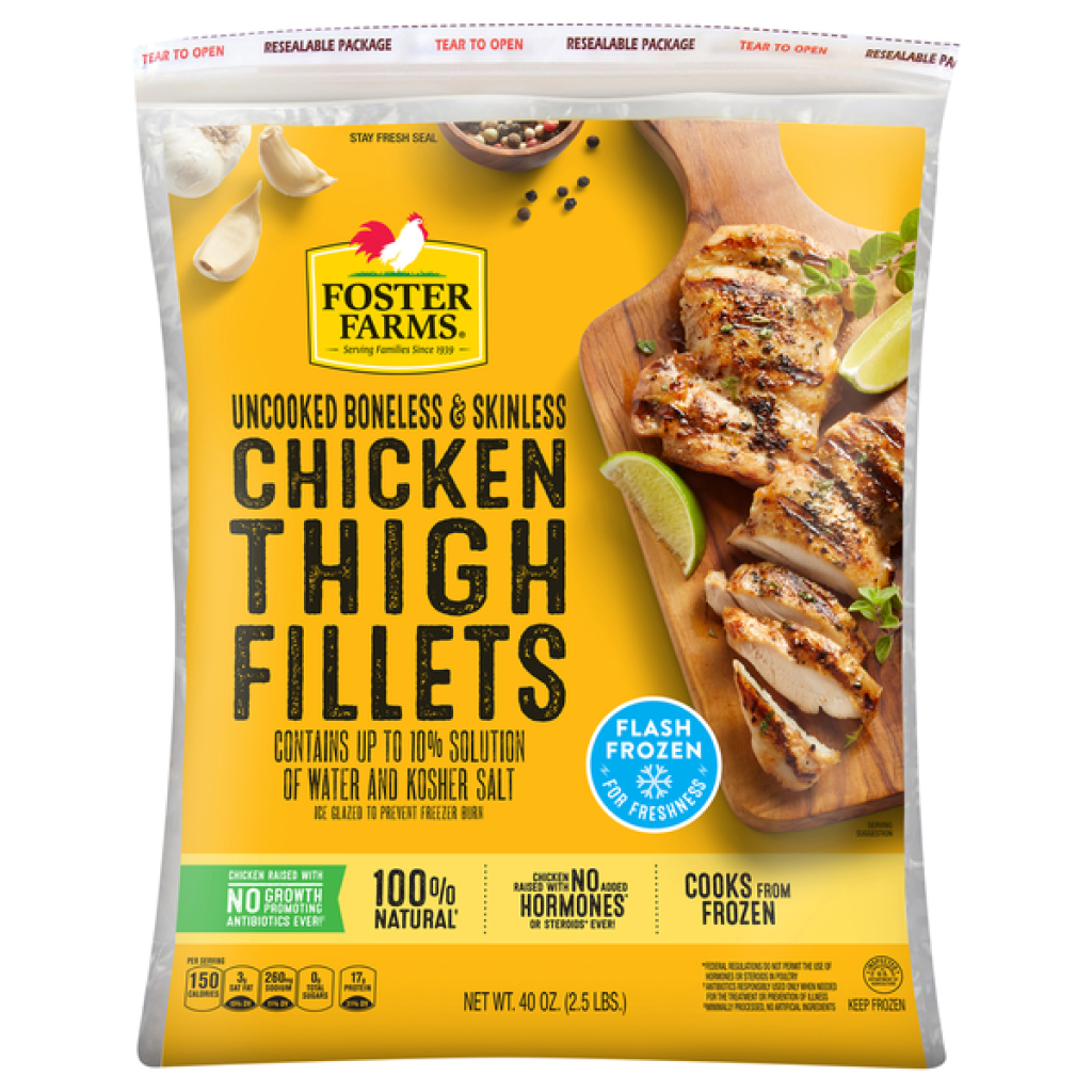 Foster Farms Uncooked Boneless & Skinless Chicken Thigh Fillets - Individually Frozen