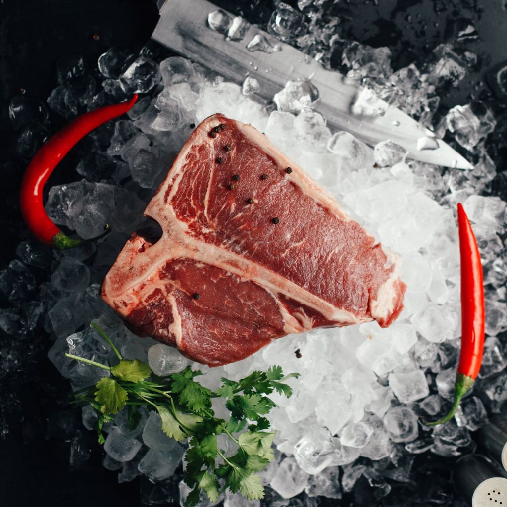 Raw Meat With Ice, Coriander And Chilis