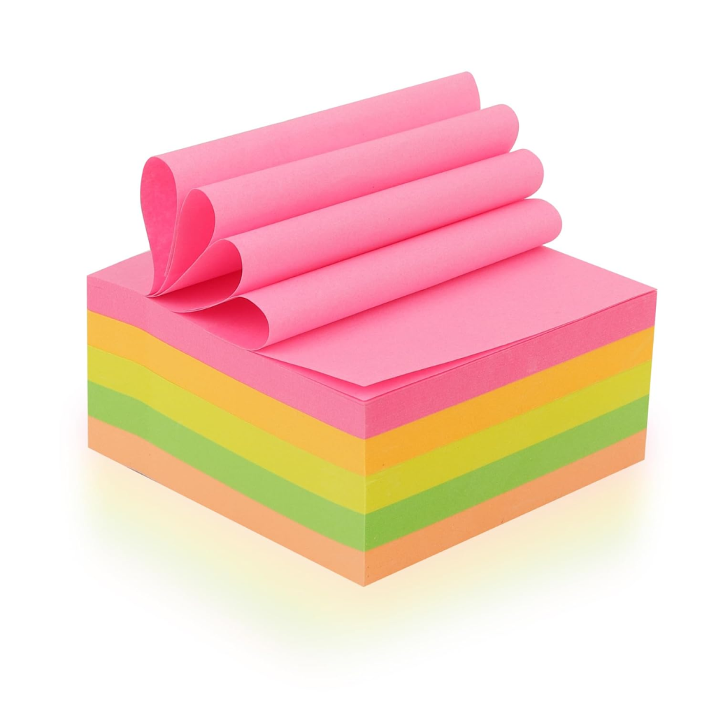 Glun 400pcs Super Sticky Note Pad, Plain Notes For Lists And Longer Notes, Bright Neon Colors Size 3