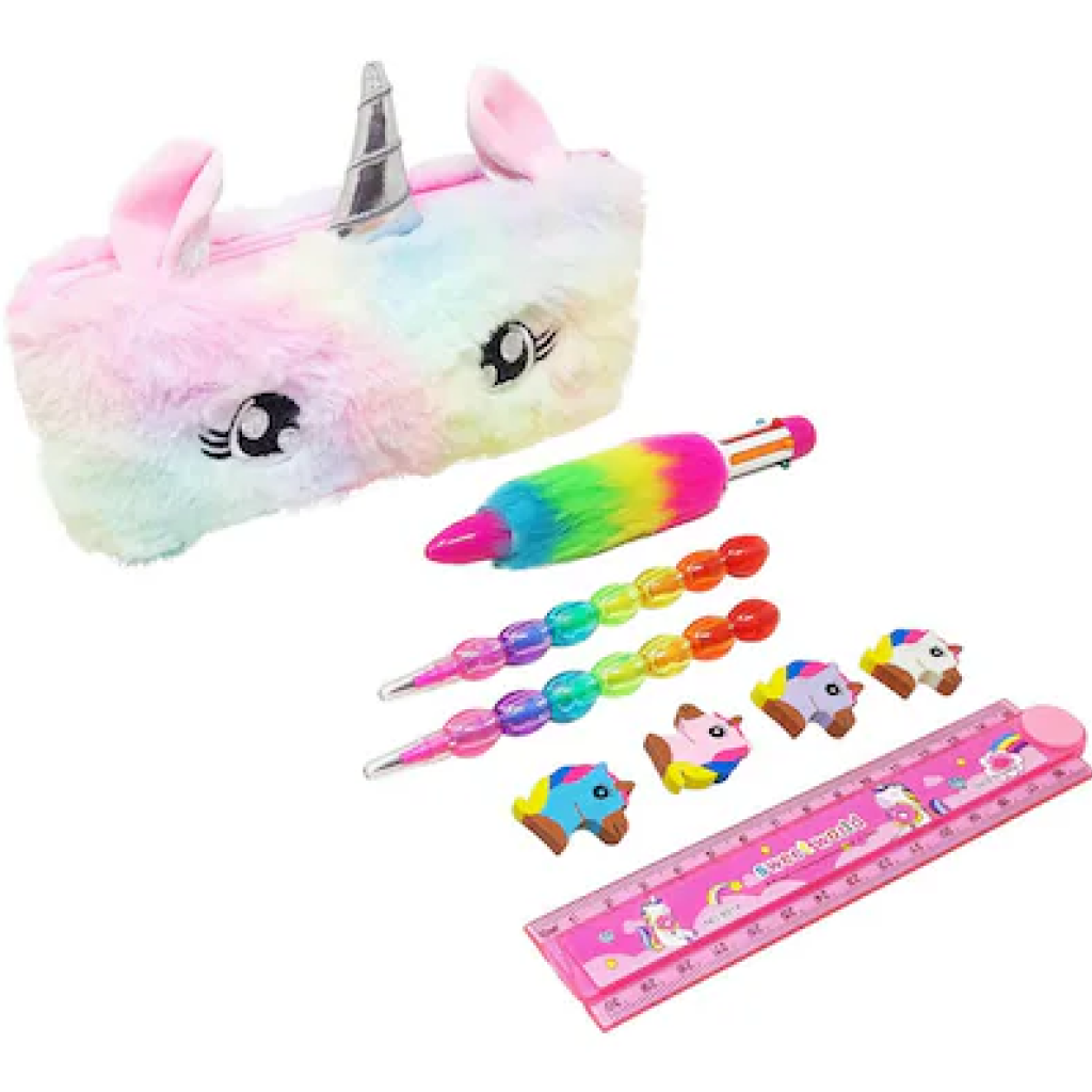 Parteet Multicolor Synthetic Unicorn Stationary Set Combo ,pack Of 6