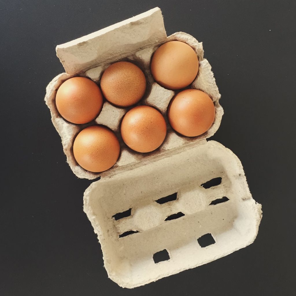 Six Brown Fowl Eggs