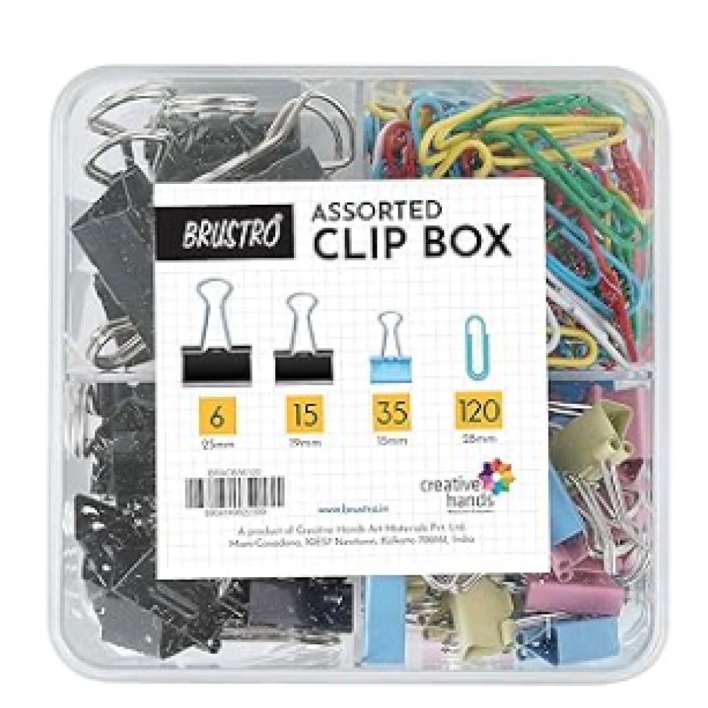Brustro Clip Box Set Of 56 Binder Clips And 120 Paper Clips